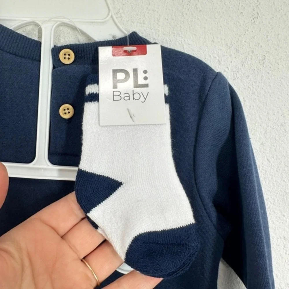 PL Petit Lem Baby Adorable 6M Christmas Pug Sweater & Socks Set Holiday Outfit